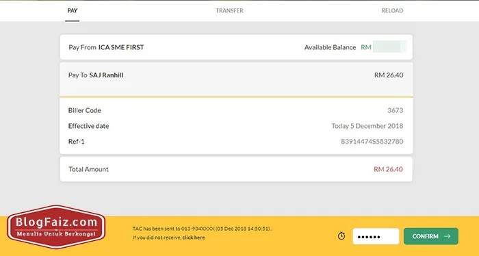cara bayar bil air online