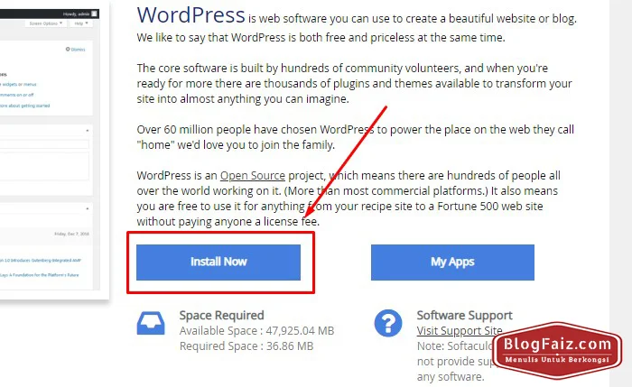 cara install wordpress