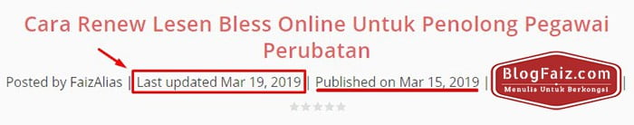 paparkan tarikh kemaskini pada wordpress