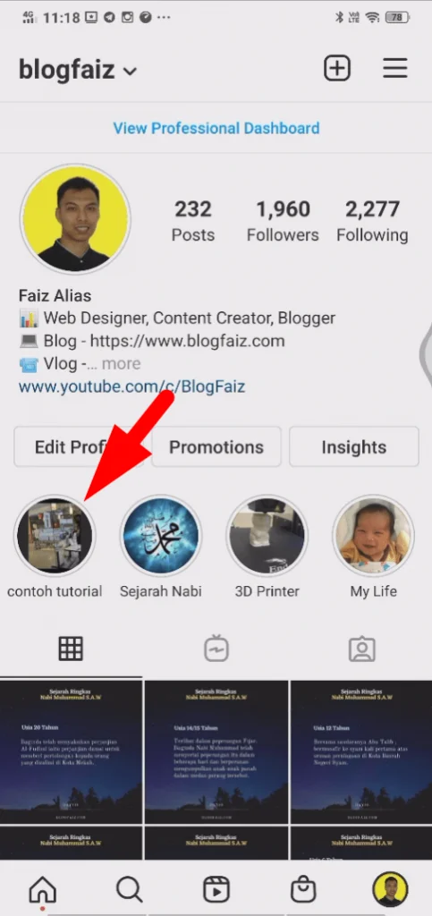 buat highlight story instagram