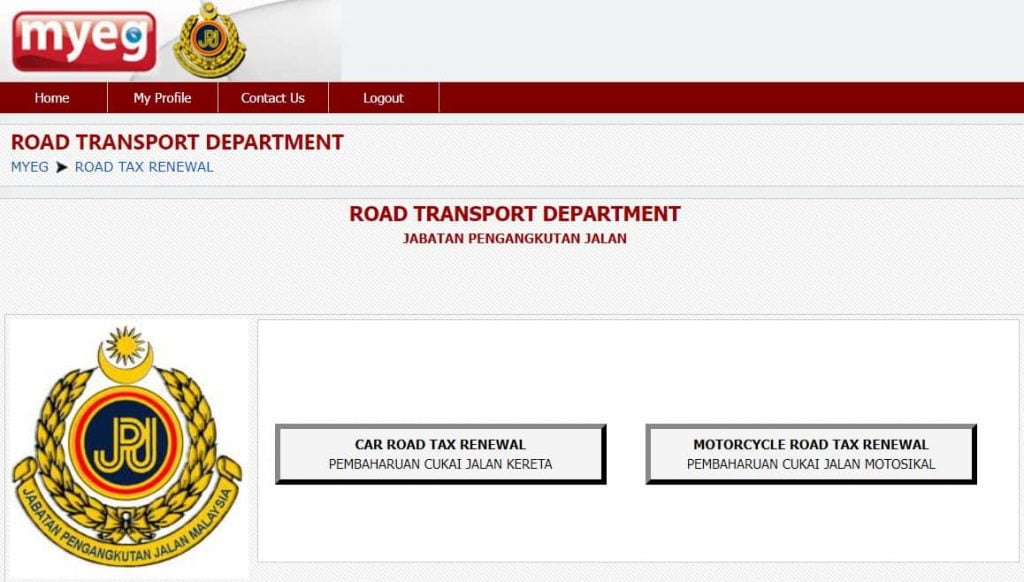 cara renew roadtax online
