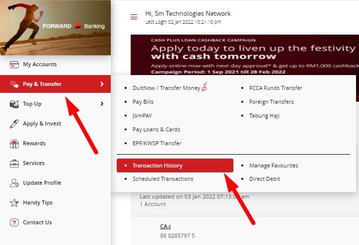 cara dapatkan resit cimb clicks