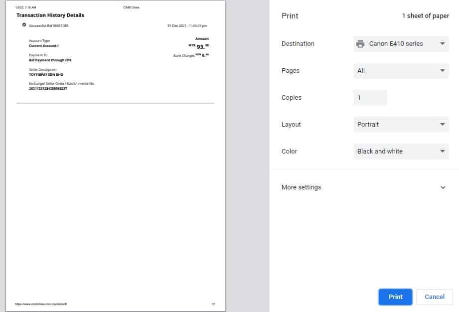 cara dapatkan resit cimb clicks