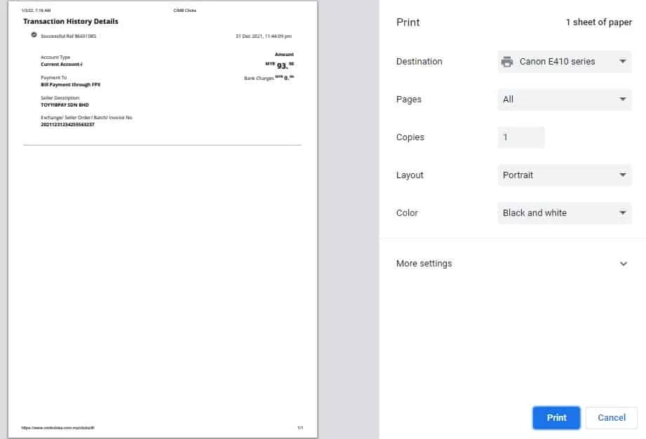cara dapatkan resit cimb clicks