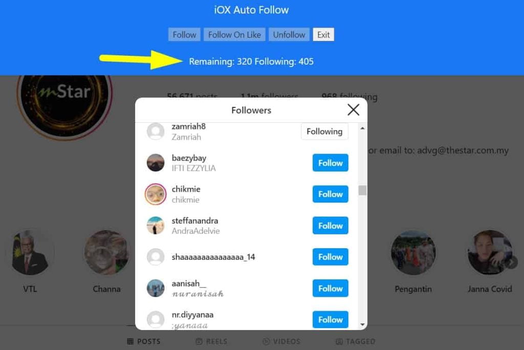 auto follow instagram
