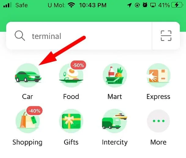 cara order grab car