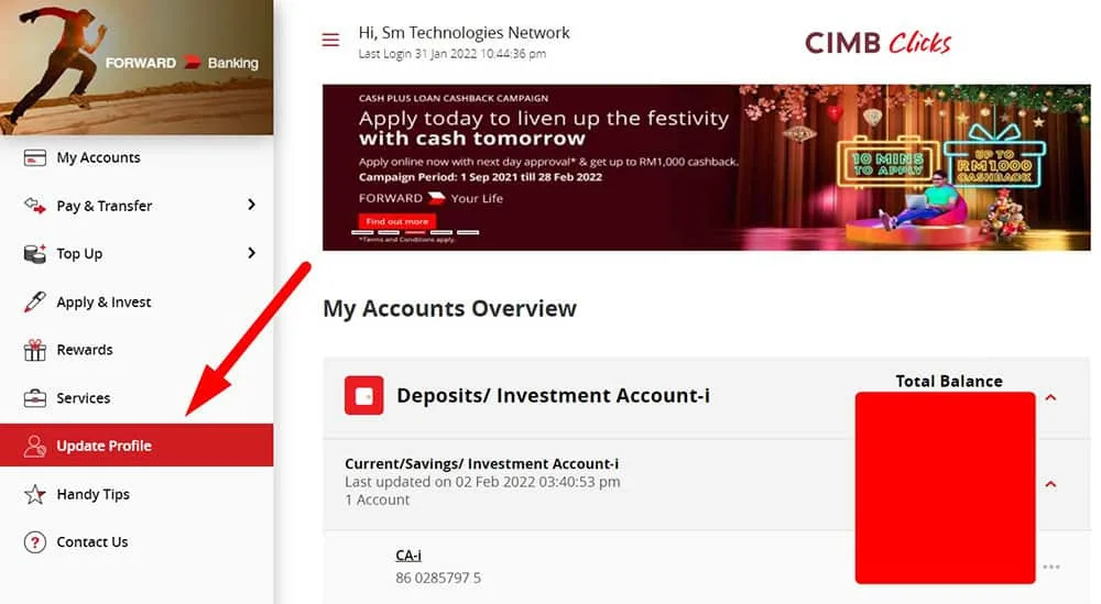 cara tukar password cimb click