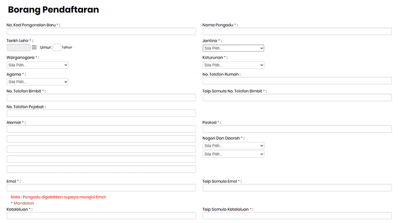 borang daftar report polis online