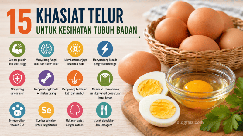 15 Khasiat Telur Untuk Kesihatan Tubuh Badan