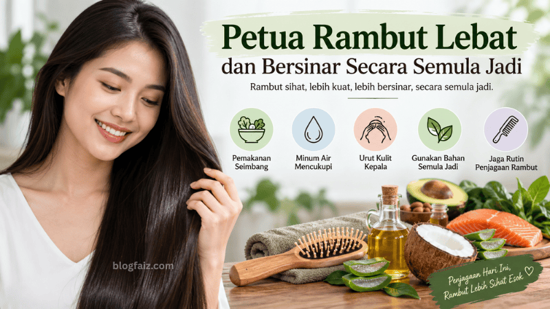 Petua Rambut Lebat dan Bersinar Secara Semula Jadi
